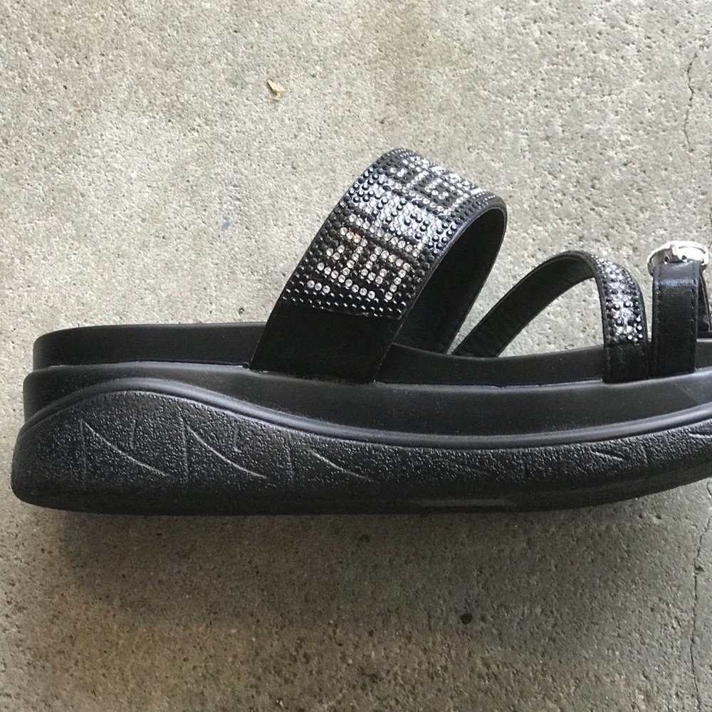 Italina Black & Silver Toe Bling Wedge SANDAL - Picture 5 of 8